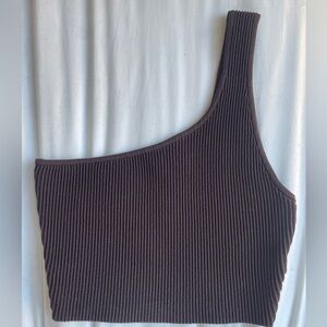 Babaton One-Shoulder Ribbed crop top